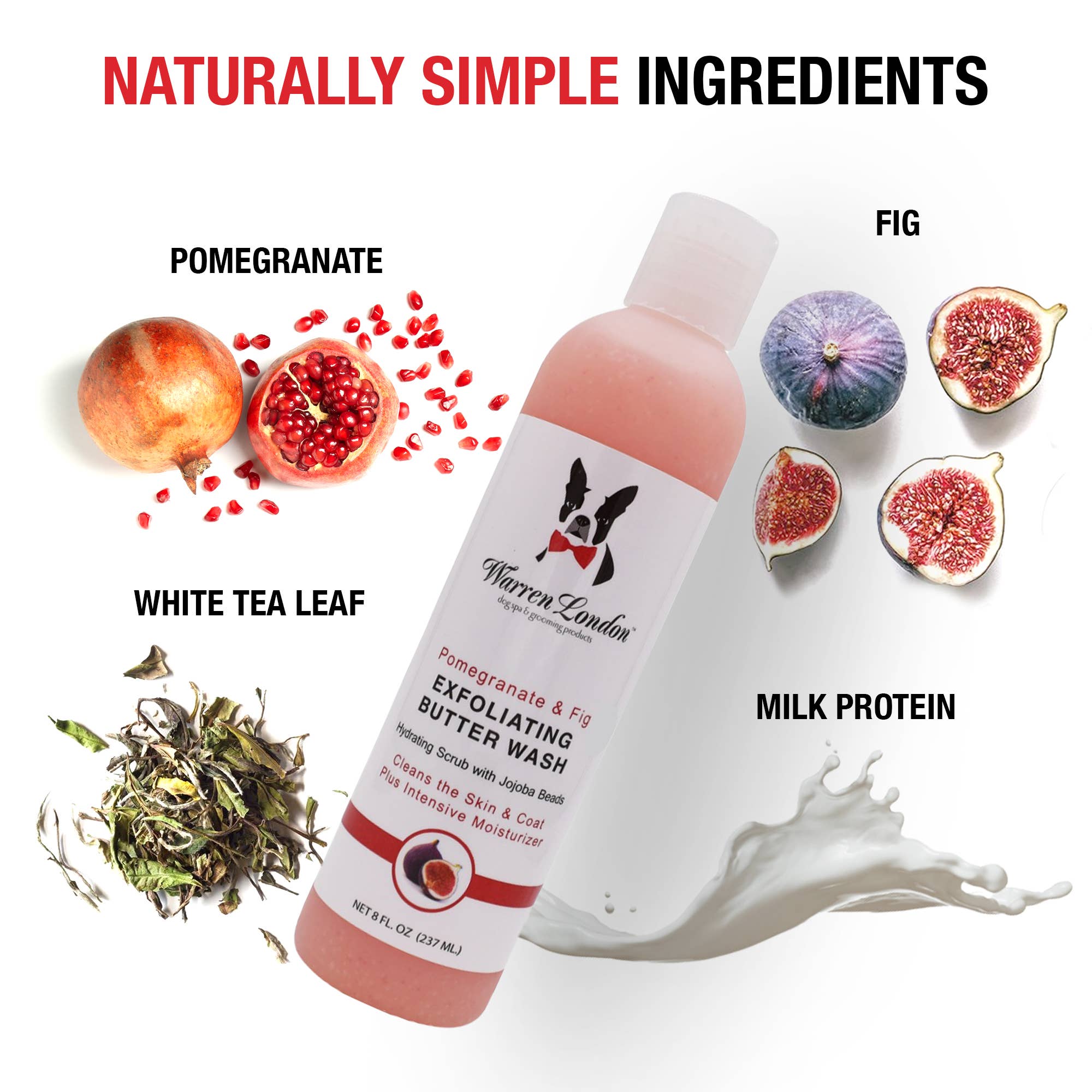 Warren London Dog Products - Exfoliating Butter Wash Dog Shampoo - 2 Scents - 2 Sizes: Pomegranate & Fig / 8oz